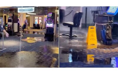 “Temporale colpisce un casinò e la pioggia cade sulle slot machine in tilt”: il video diventato virale sui social