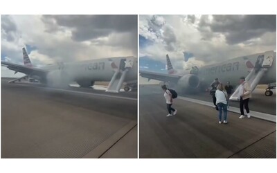 Un forte boato durante il decollo, poi fumo e fiamme dal carrello: “Siamo stati fortunati a non essere ancora in volo”. Boeing 737 di American Airlines prende fuoco in pista