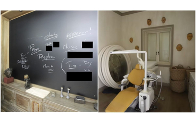 Uno sguardo inquietante la poltrona da dentista con i trapani la grande lavagna con i nomi delle donne e le maschere alle pareti ecco le foto choc della casa di Epstein