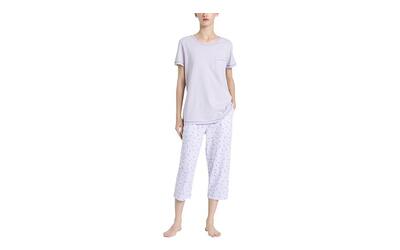 RAGNO Pigiama donna lilla in puro cotone manica corta pantalone pinocchietto DQ18NB