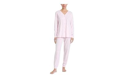 RAGNO Pigiama Lungo Aperto Jersey di Cotone Pink a Boo