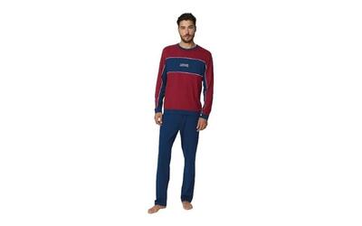 RAGNO Pigiama Uomo in Jersey di Cotone Amaranto e Blu
