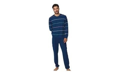 RAGNO Pigiama uomo in puro cotone righe Blu