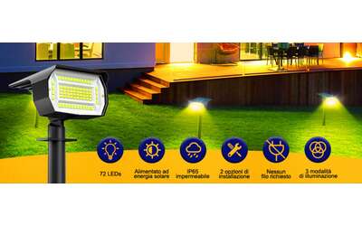 4 faretti a energia solare da esterno con soli 29 su Amazon
