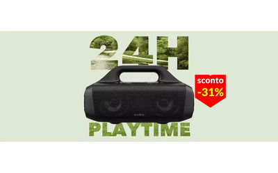Altoparlante Bluetooth con bassi da urlo: dura 24h ed è impermeabile (61€)