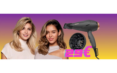 BaByliss: asciugacapelli professionale con diffusore e concentratore al 40% in meno