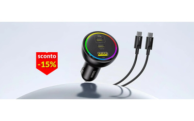 Caricabatteria per auto, in sconto a 25€: con 100W ricarichi tutto in pochi minuti