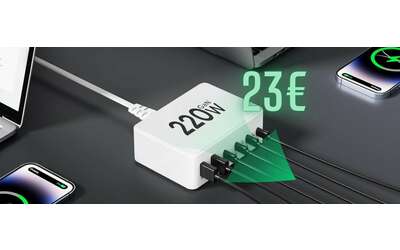 Caricatore USB da 220W e 6 porte in doppio sconto ora tuo a soli 23€