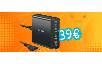 Caricatore USB da 300W con 8 porte per ricaricare di tutto (solo 39€)