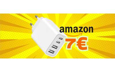 Caricatore USB da 45W con 4 porte oggi tuo a soli 7€ su Amazon