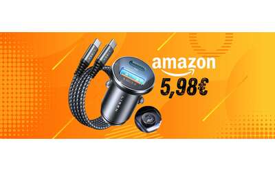 Caricatore USB per auto con doppia uscita e ricarica rapida a soli 5,98€