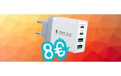 Caricatore USB velocissimo da 40W con 4 porte: ora lo vogliono tutti (8€)