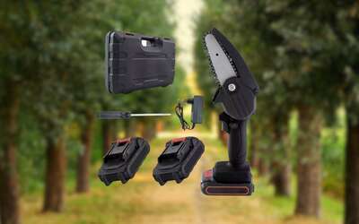 Kit potatura 2 in 1 a prezzo SHOCK: motosega, forbici e 2 batterie a 89€