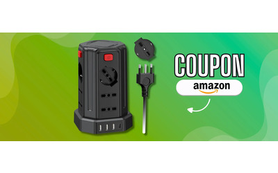 Multipresa a torre: 12 prese in spazio mini e 4 porte USB (doppio sconto)