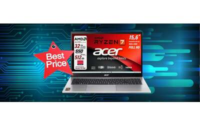 Notebook Acer da 15,6″ con Ryzen 7 e 32GB di RAM in sconto di 104€