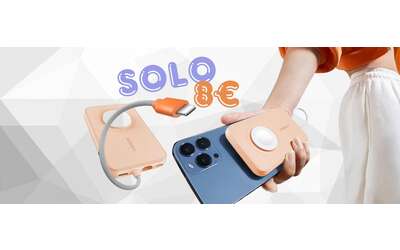 Power Bank con 3 uscite, cavo integrato e compatibile per AppleWatch a 8€