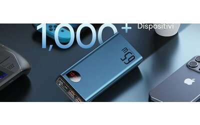 Power Bank da 65W per ricarica veloce, capacità da 20000mAh e 3 uscite