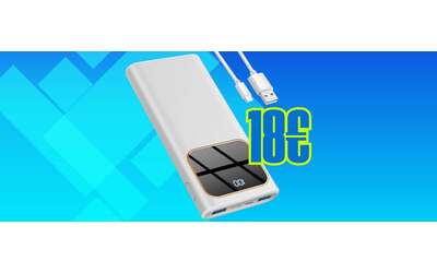 Power Bank potente con tripla ricarica rapida e display tuo a soli 18€