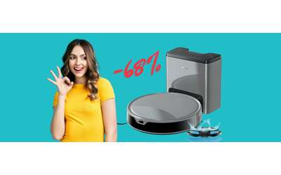 Robot che aspira e lava con stazione di svuotamento automatico in offerta al 68