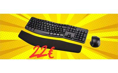 Set con mouse e tastiera wireless poggiapolsi a soli 22 su Amazon