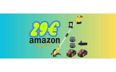 Tagliaerba elettrico a batteria con accessori a prezzo bomba: solo 29€ su Amazon