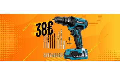 Trapano avvitatore a batteria con 24 accessori per tantissimi lavori (-35%)