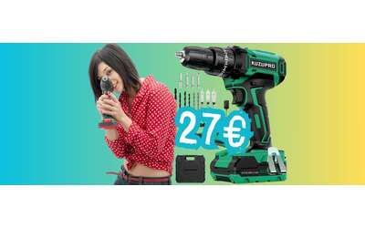 Trapano avvitatore a batteria da 21V completamente accessoriato a soli 27