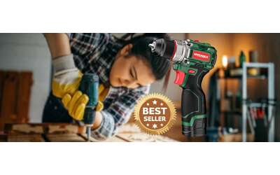 Trapano avvitatore a batteria HYCHIKA con accessori inclusi in offerta a tempo