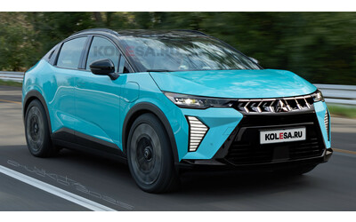 Mitsubishi, una nuova elettrica su base Nissan Leaf: un render si immagina il design. Sarà così?