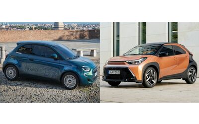 Nuova FIAT 500 Hybrid vs Toyota Aygo X Hybrid confronto tra citycar ibride caratteristiche e prezzi